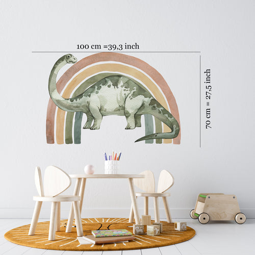 Diplodocus rainbow dinosaur wall decals - colorful prehistoric theme for kids bedroom by Igibee