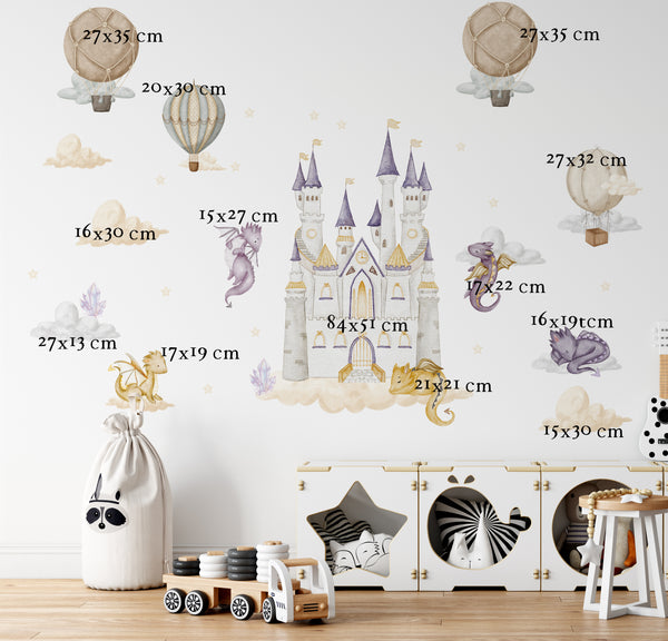 nursery room wall decor,
dragon themed nursery,
fantasy kids room decor,
peel and stick wall decals,
removable wall decals,
nursery peel and stick decals,
kids peel and stick wall art,
dragon wall art for kids,
castle wall art nursery,