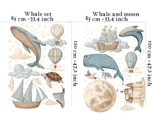 Dreamy sea animals wall decals with stardust theme - magical underwater creatures for bedroom by Igibee