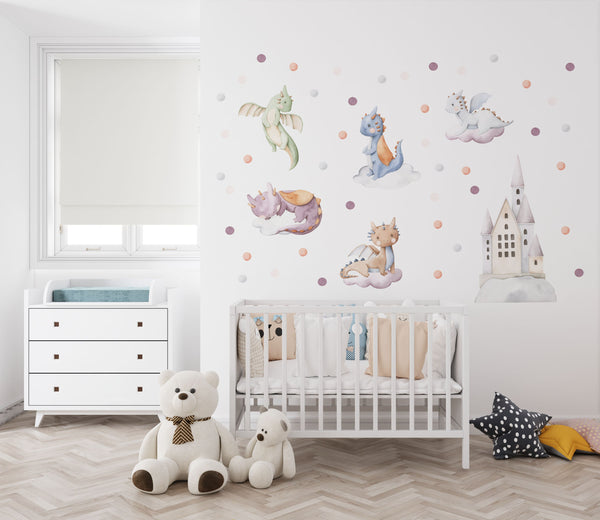 Dragon with clouds wall decals