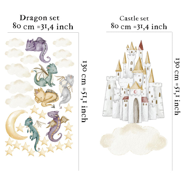 Dragon with castle wall decals