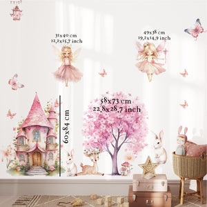 Fairy Princess Wall Stickers Kids Room Fantasy Decor