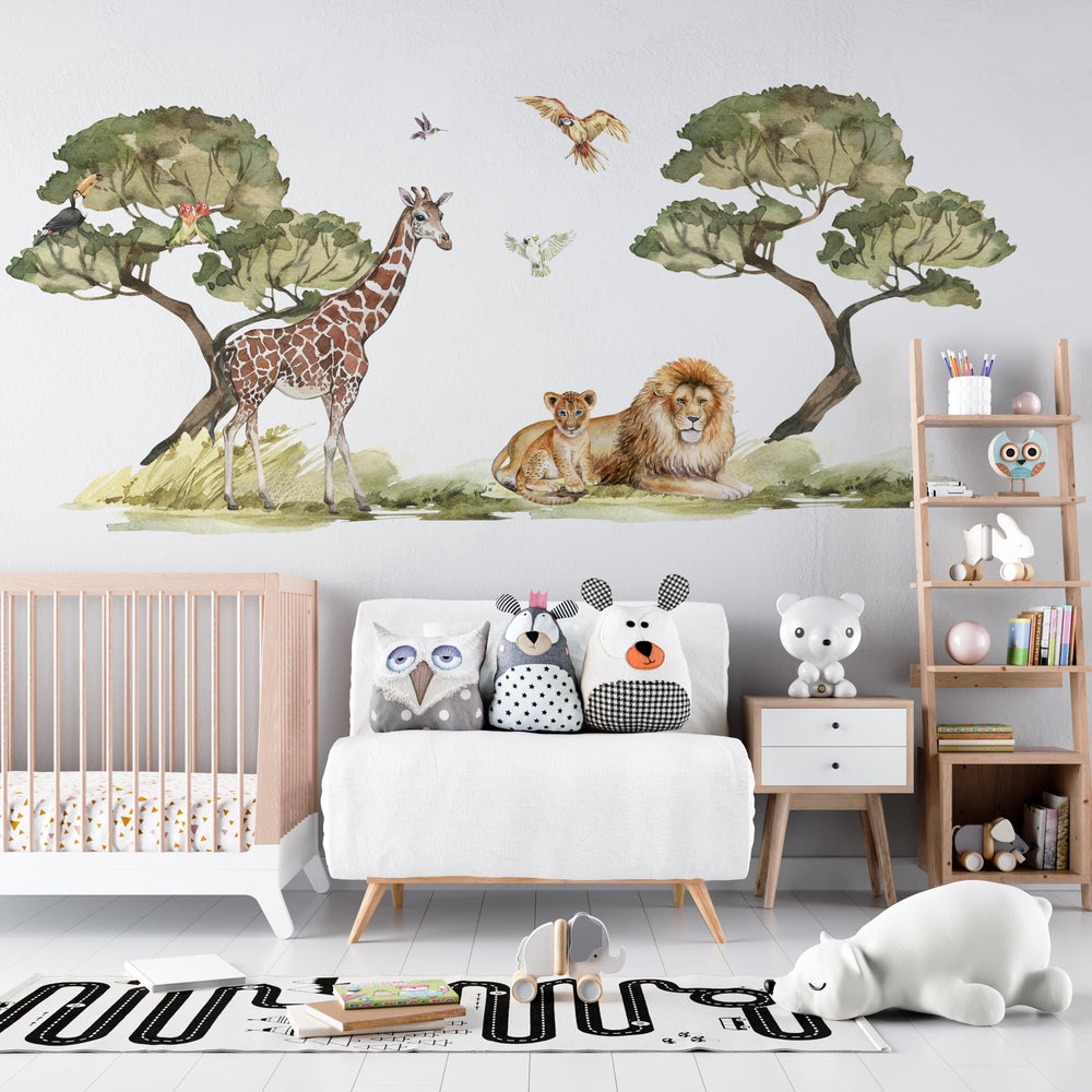 Big safari collection of African animals: Lions, Elephant, Zebra, Giraffe