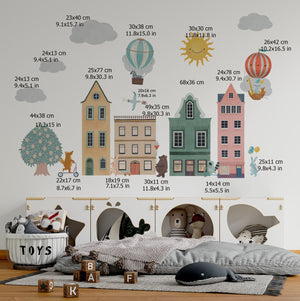 Educational adventure magic animal town wall stickers - learning fun decor for kids room by Igibee