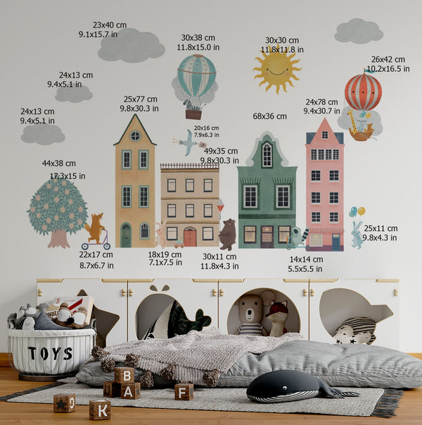 Educational adventure magic animal town wall stickers - learning fun decor for kids room by Igibee