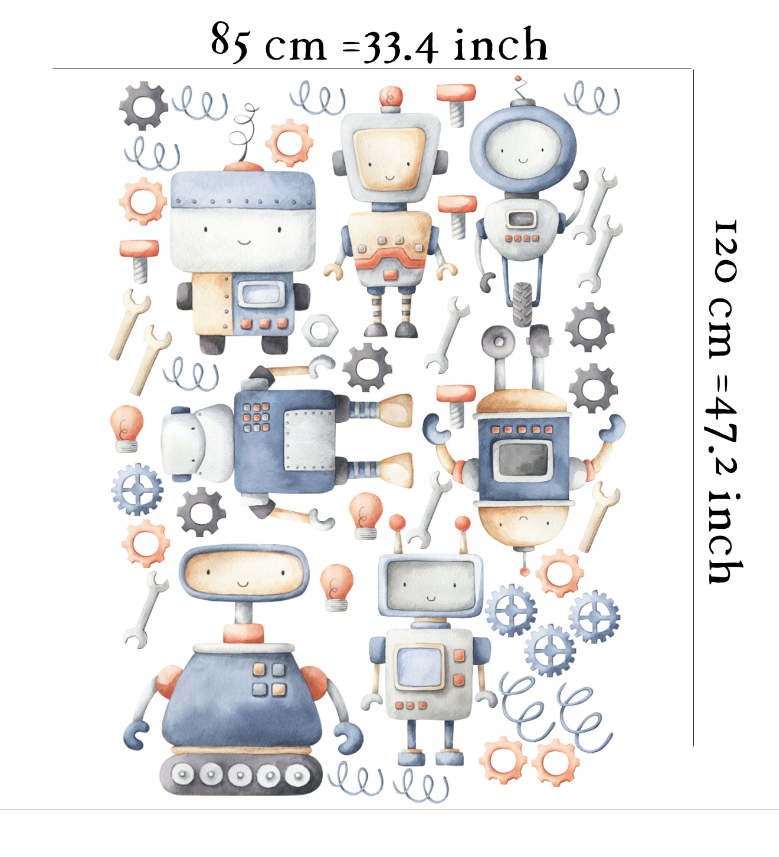 Amazing robots educational wall stickers - colorful robot designs for children's room decor by Igibee