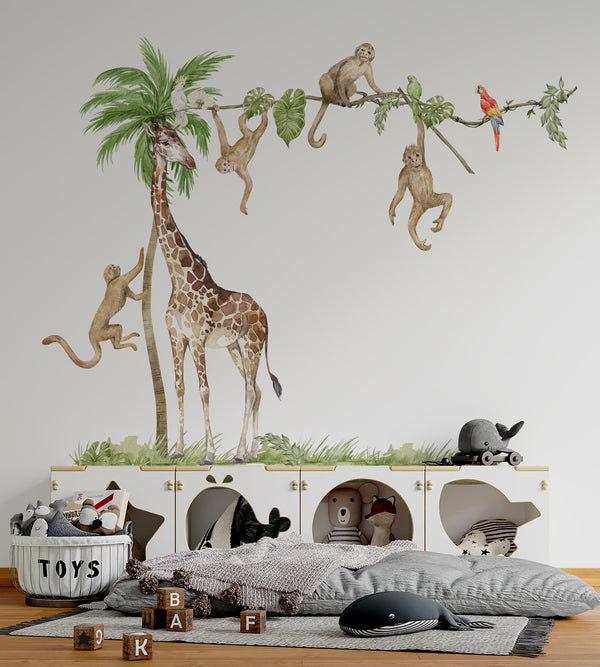 Elephant giraffe flamingo wall stickers – big safari collection, available in multiple sets by Igibee