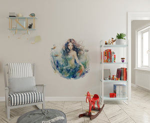 enchanted underwater wall decals, dreamy ocean wall stickers, mermaid and fish wall decals, seashell wall stickers, starfish wall decals, coral reef wall decals, ocean mural wall stickers, magical underwater decals, girls ocean bedroom decor