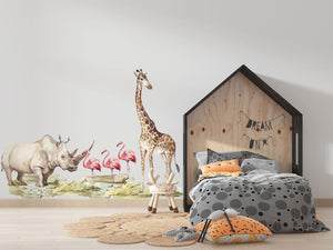 Safari Wandtattoo Großes Set, Savanne Wandtattoo für Kinder, Safari Kinderzimmer Deko, Giraffe Wandtattoo, Zebra Sticker, Tiger Sticker Löwe Sticker