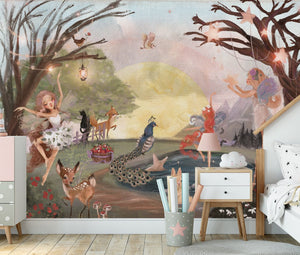 Fairy dancing on forest glade - self-adhesive wall mural for girls room by Igibee