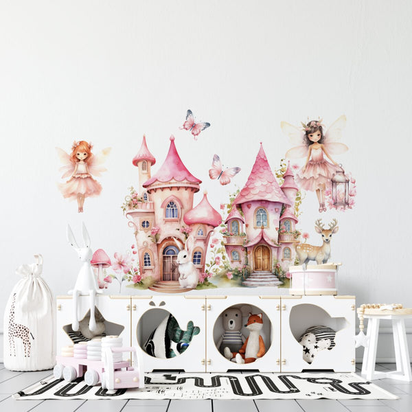 Fairy decal set with castles, deer, bunny and butterflies