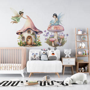 fairy mural wall decals, girls fantasy wall art, whimsical princess stickers, fairytale wall decals, girly bedroom decor stickers, girls nursery decals, enchanted nursery art, fantasy princess room decor, wall decals kids bedroom, wall stickers girls nursery, girly room mural decals,