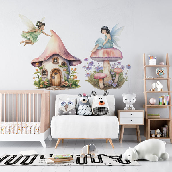 fairy mural wall decals, girls fantasy wall art, whimsical princess stickers, fairytale wall decals, girly bedroom decor stickers, girls nursery decals, enchanted nursery art, fantasy princess room decor, wall decals kids bedroom, wall stickers girls nursery, girly room mural decals,