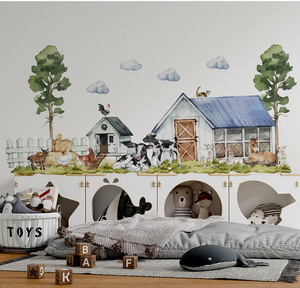 Farm animals wall decals - cows, horses and chickens peel and stick for kids nursery by Igibee