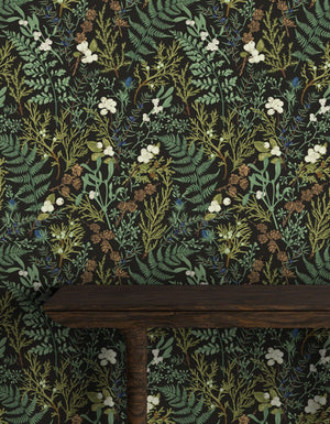 Dark fern wallpaper mural detail by Igibee