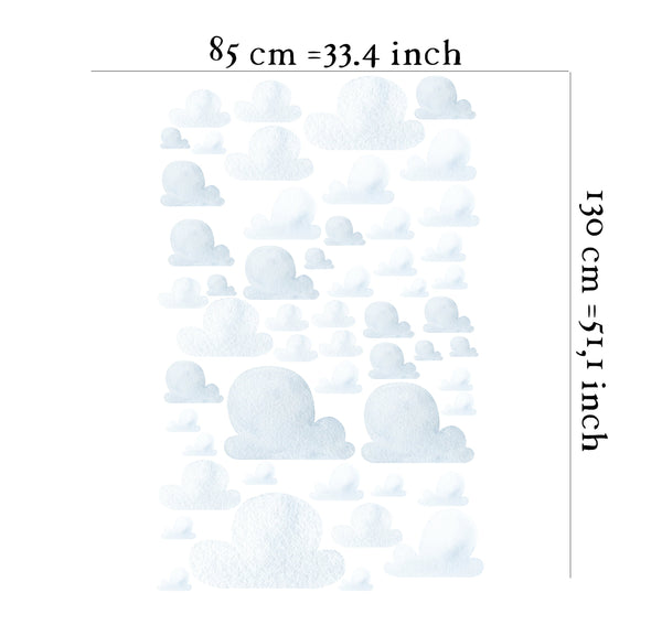 Fluffy white clouds wall stickers - nature elements collection peel and stick decals for nursery by Igibee