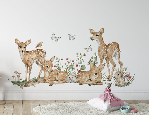 forest animals wall decals, nature-themed kids decor and forest stickers for nursery interiors.
