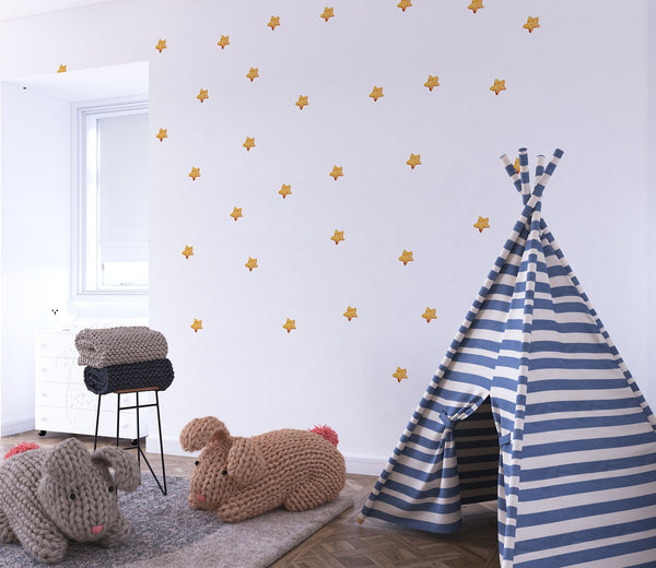 Gold and silver stars wall stickers - nature elements collection peel and stick decor by Igibee