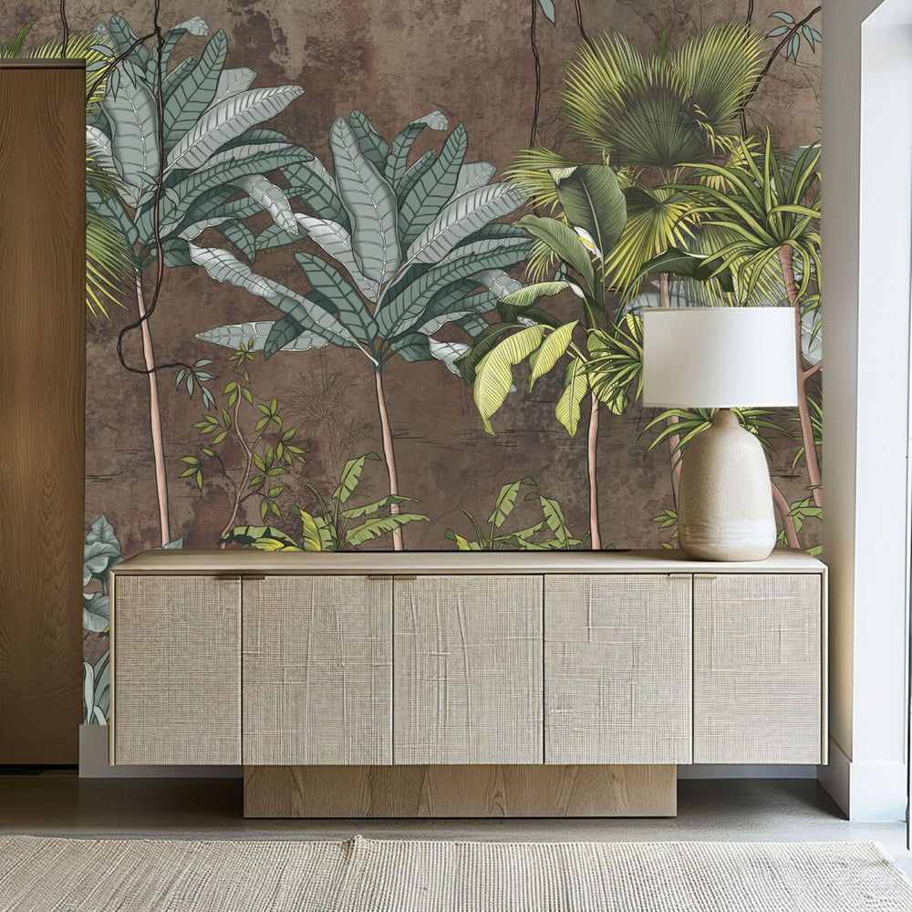 Exotic jungle tropical foliage wallpaper by Igibee