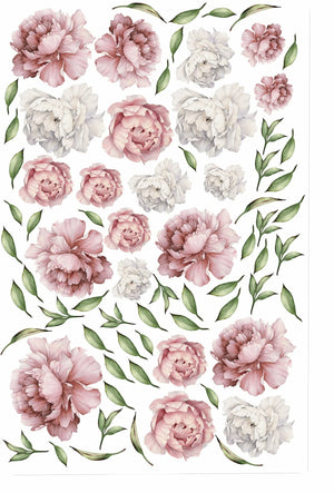 Blooming Peony Flowers Wall Decals - 3 options available !
