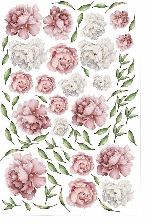 Blooming Peony Flowers Wall Decals - 3 options available !