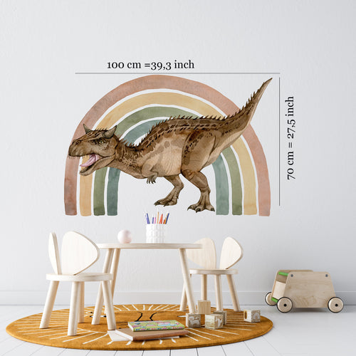 Karnotaurus rainbow dinosaur wall decals - colorful prehistoric themed stickers for kids bedroom by Igibee