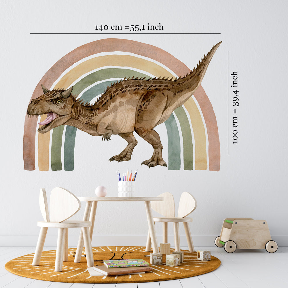 Carnotaurus and the rainbow dinosaur wall decals - 2 sizes available peel and stick for kids room by Igibee