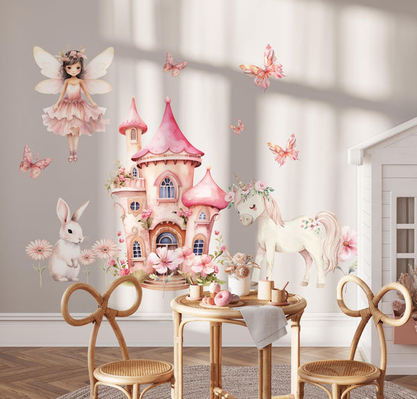 glitter fairy wall decals, magical wall stickers, stars fairy wall decor, kids fairy tale wall decals, toddler fairy room decor, fairy mural decals, girl playroom decor, enchanted fairy bedroom stickers, dreamy princess wall decals,