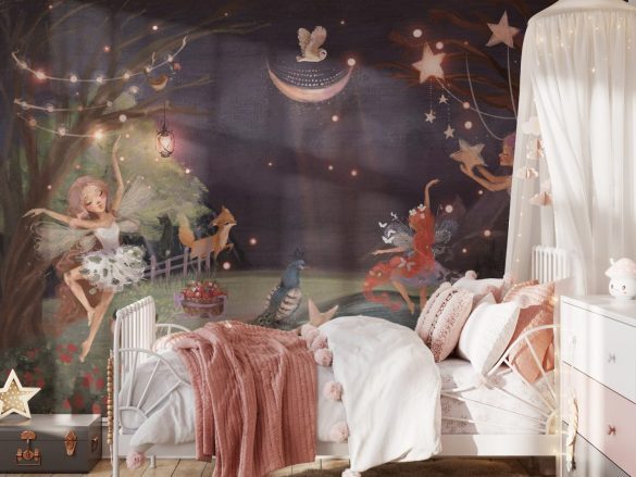 Land of fairies wallpaper for girl - magical fairy theme with enchanted forest design by Igibee