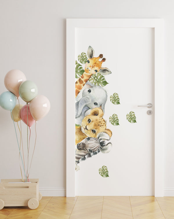 Little African Animals door decal set - cute safari nursery stickers by Igibee
