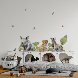 Baby cheetah rhino jungle stickers set 