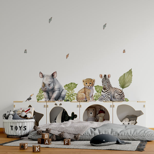 Baby cheetah rhino jungle stickers set 