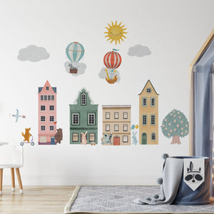 Magic Animal Town wall stickers - educational adventure decals for learning and play by Igibee