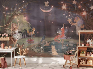 Magical fairy land wallpaper for girls bedroom - enchanting fairies design by Igibee
