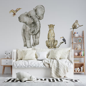 Majestic elephant wall decal from Elephant and Cheetah Great Wall Sticker collection – large safari animal sticker for kids room by Igibee