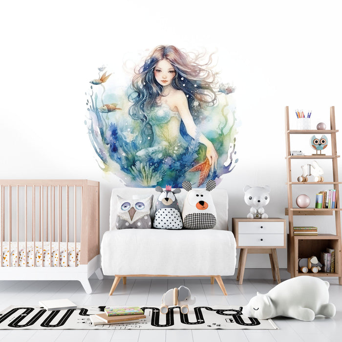 Meerjungfrauen-Porträt – Wandtattoo für Mädchenzimmer