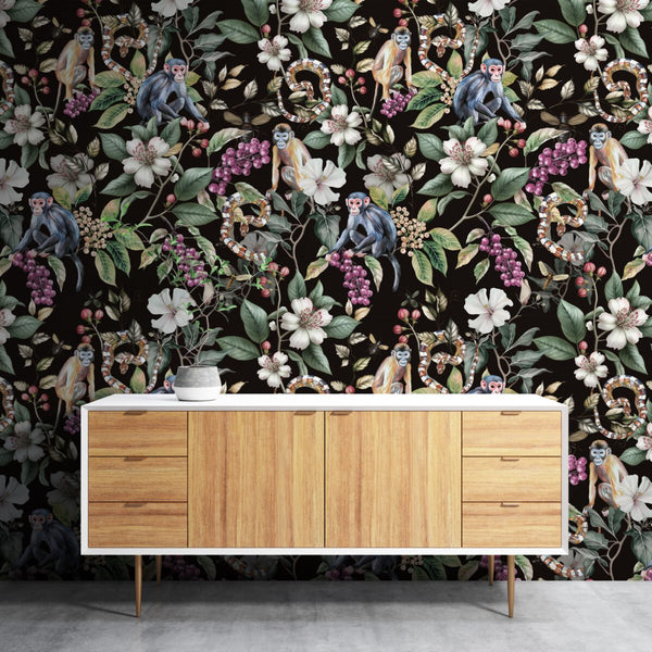 Dark jungle flowers wallpaper detail by Igibee