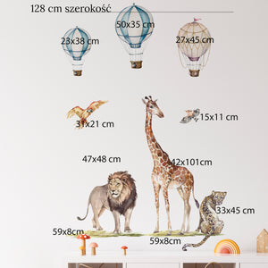Animale safari africane cu baloane – stickere de perete, pachet mare