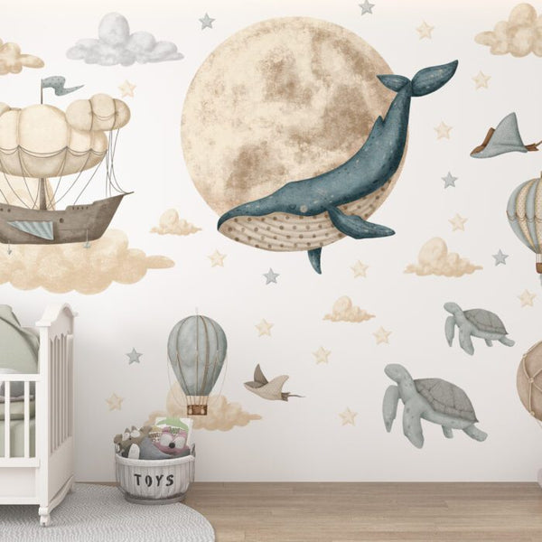 Dreamy land full moon wall decal set for kids bedroom by Igibee