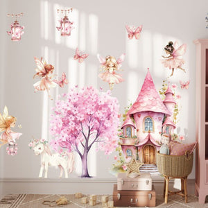 Land of fairies wall decal set with castle and unicorn by Igibee