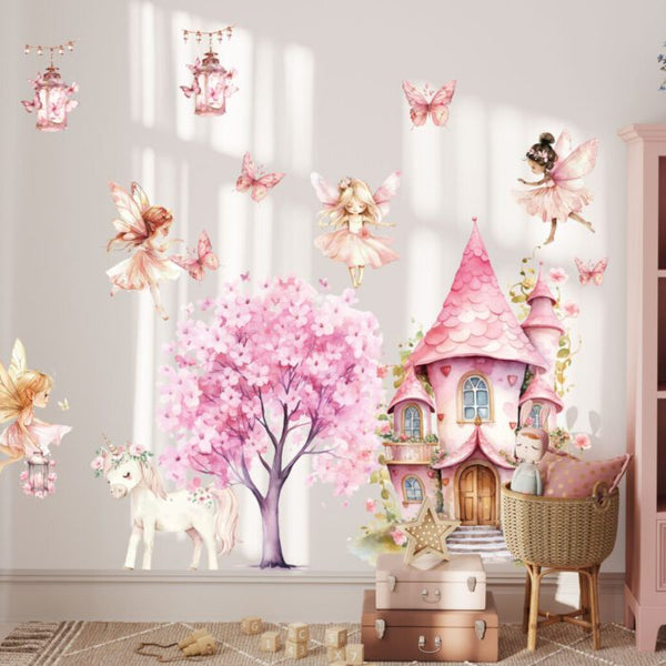Land of fairies wall decal set with castle and unicorn by Igibee