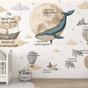 Full moon wall decal in kids nursery by Igibee