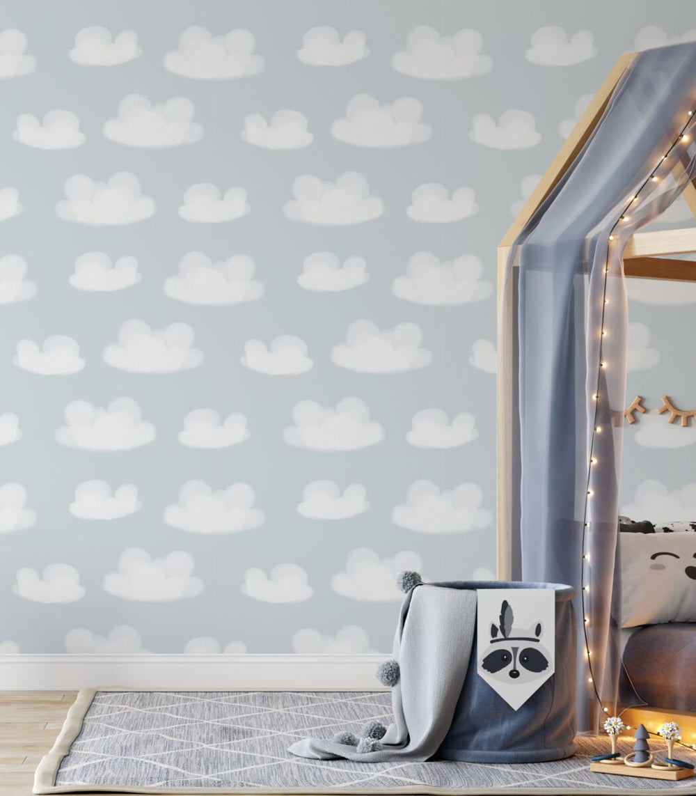 Clouds wallpaper for nursery by Igibee