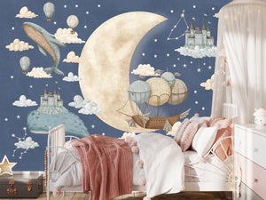 Peel and stick dreamy wallpaper for nursery by Igibee