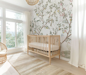 Pastel forest animals wallpaper detail for nursery by Igibee