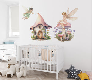 fairy wings wall decal, fairy silhouette wall stickers, pastel girls bedroom wall decals, enchanted forest fairy decal, butterfly fairy mural, magical girly bedroom, kids wall fairy stickers, princess fairy tale wall decal, fairy castle nursery decal, whimsical girls decor, girls bedroom murals, girly fairy tale wall stickers, enchanted girls room art, dreamy fairies wall decal, fairytale fantasy mural, little princess wall stickers, girly nursery murals