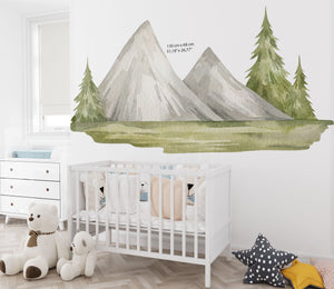 Woodland Wall Decals – Mountains, Forest Trees and animals