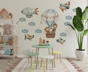 Little  Animals conquer the skies! - a set of wall stickers for children