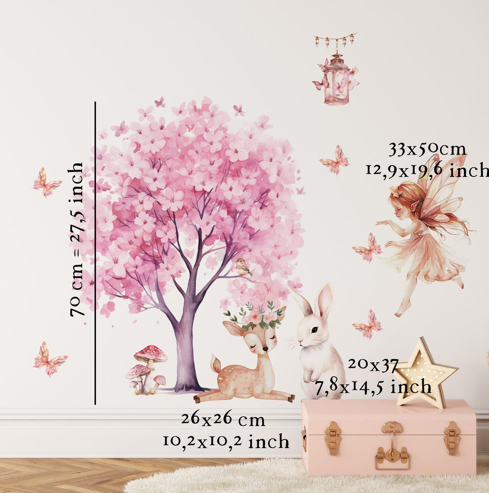 nursery wall art, nursery mural decals, pastel nursery wall stickers, whimsical nursery decor, enchanted wall stickers, enchanted wall decals, magical bedroom decals, kids bedroom wall art, toddler room wall stickers, girls bedroom stickers, girly wall decals, princess fairy decals, little girls wall decor, girly nursery wallpaper, pink fairy wall decals,