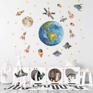 Rockets around planet Earth walldecals